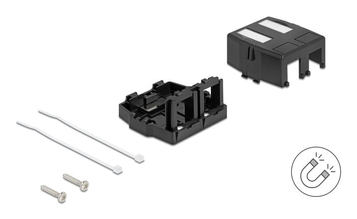 Keystone Leergehäuse 2 Port Mit Magnetischer Unterseite, Schwarz