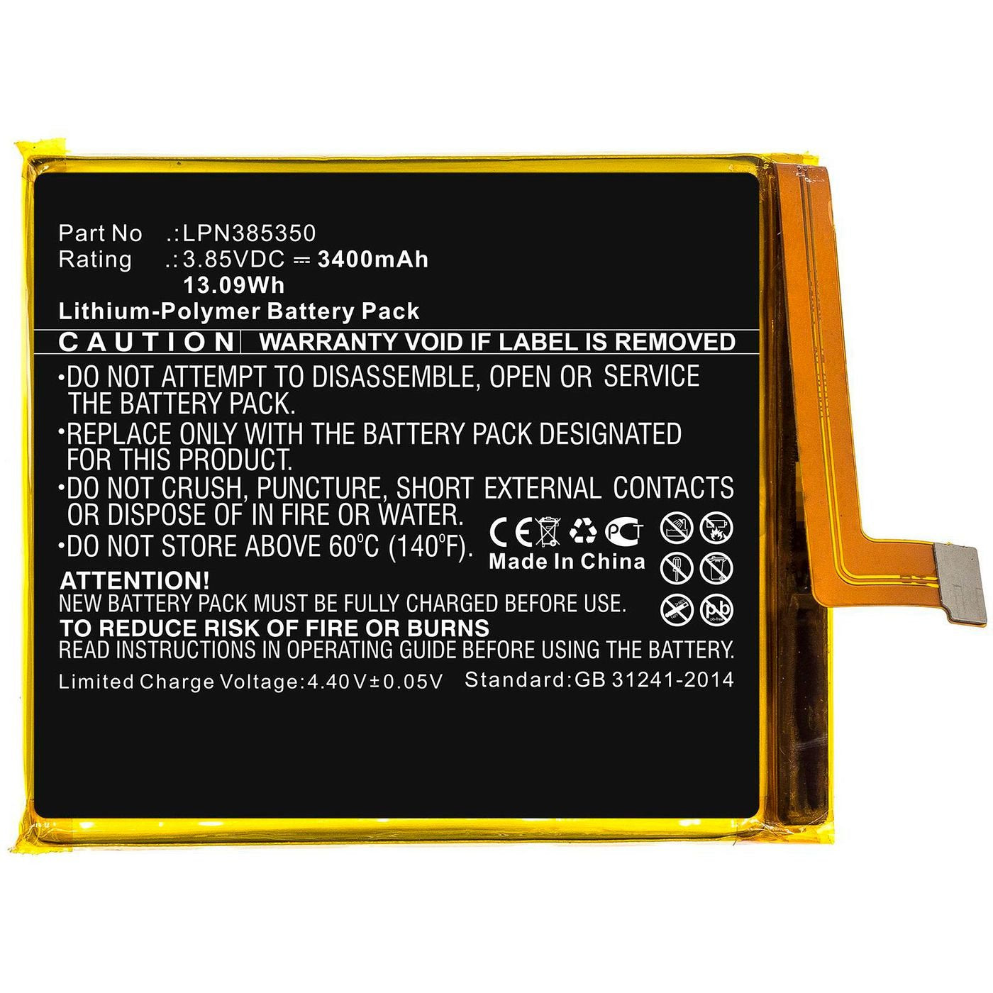 Mobile Battery For Crosscall 13.09wh Li-Pol 3.85v 3400mah