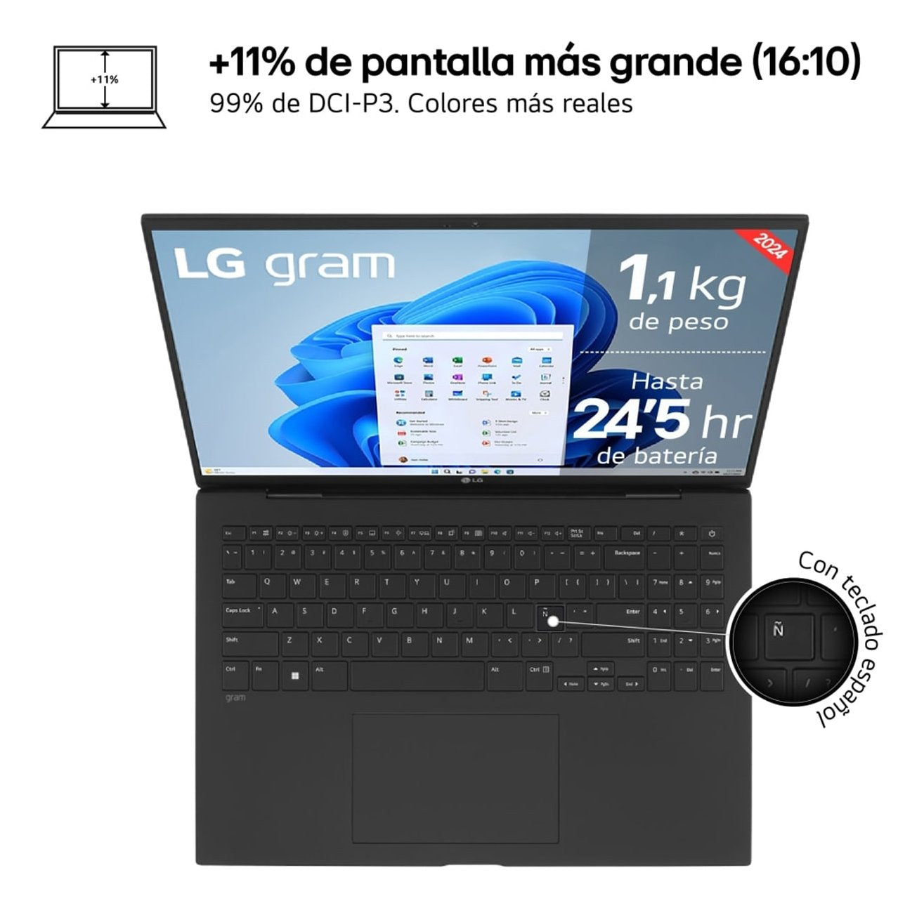 Portátil Lg Gram 16z90s-G.Ad7bb Intel Core Ultra 7-155h 32gb 2tb Ssd 16' Win11
