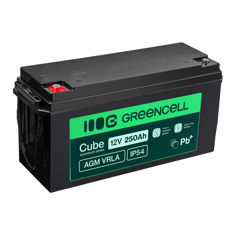 Batería De Mantenimiento Libre Green Cell Cube Agm Vrla Ip54 12v 250ah Para Autocaravanas, Fotovoltaica, Paneles Solares Y Barcos