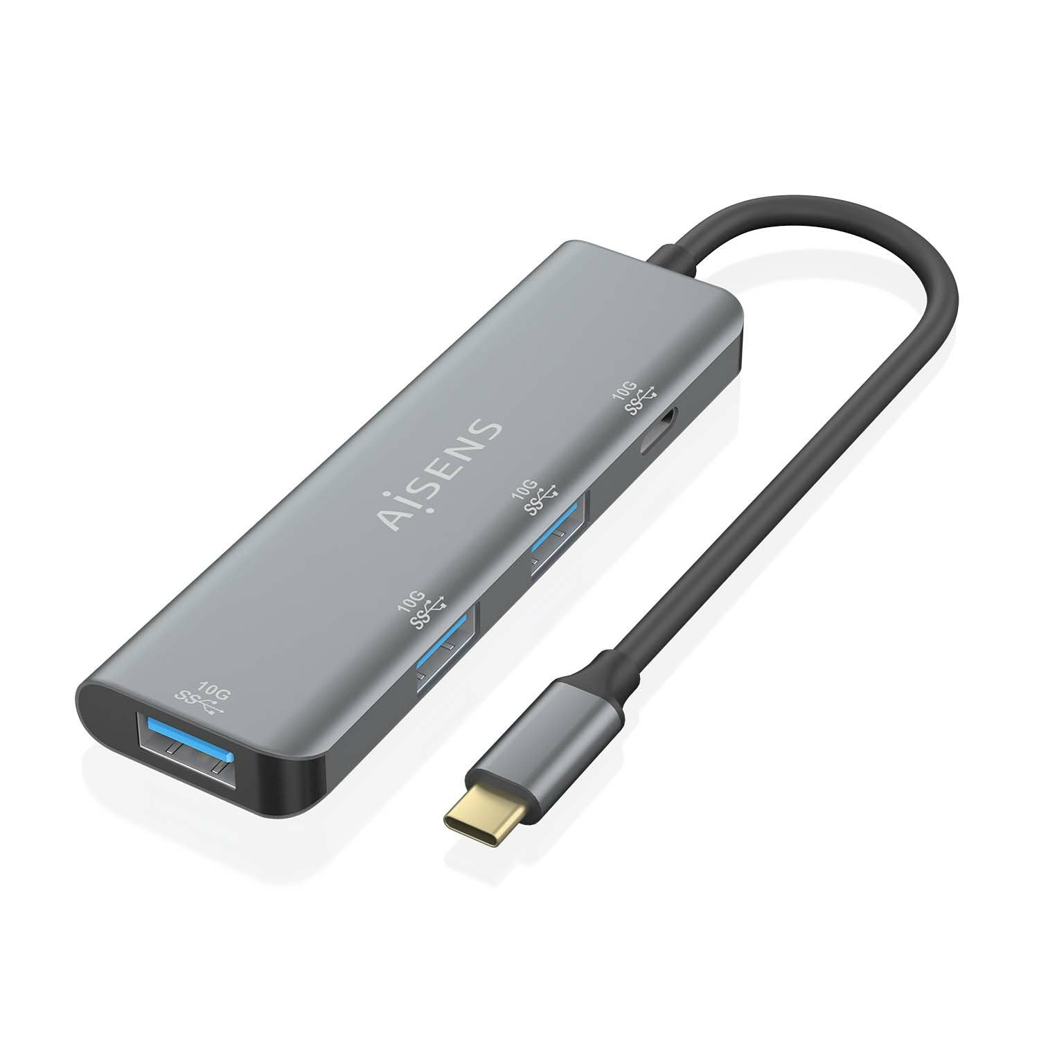 Aisens Hub Usb 3.2 Gen2 10g Usb-C - Usb-C/M-1xusb-C/H-3xusb-A/H - 15cm - Gris
