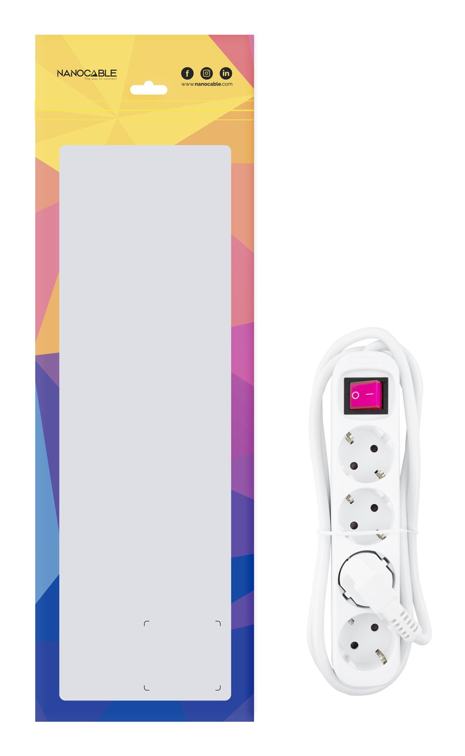 Nanocable Regleta De Proteccion Con 4 Shuckos - Cable De 1.40m - Interruptor On/Off - Blanco