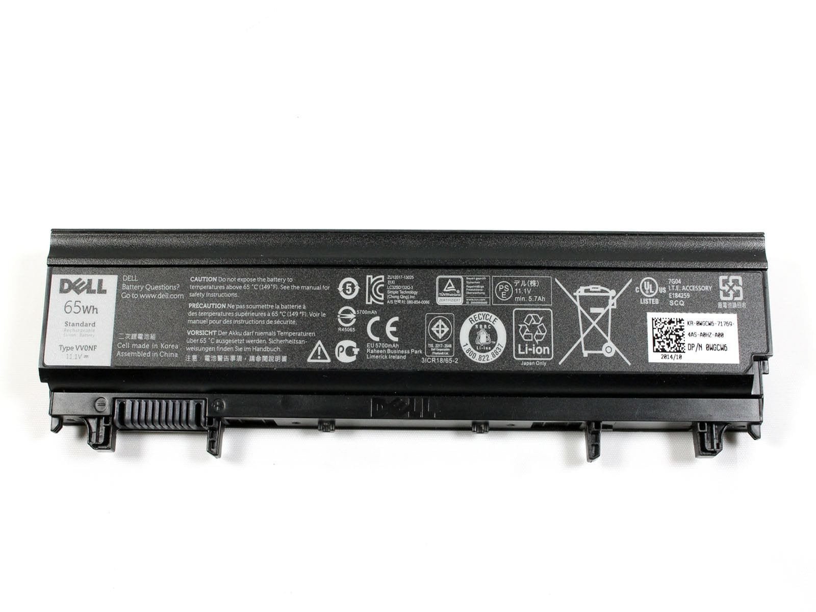 Battery, 65whr, 6 Cell,  Lithium Ion Wgcw6, Battery,