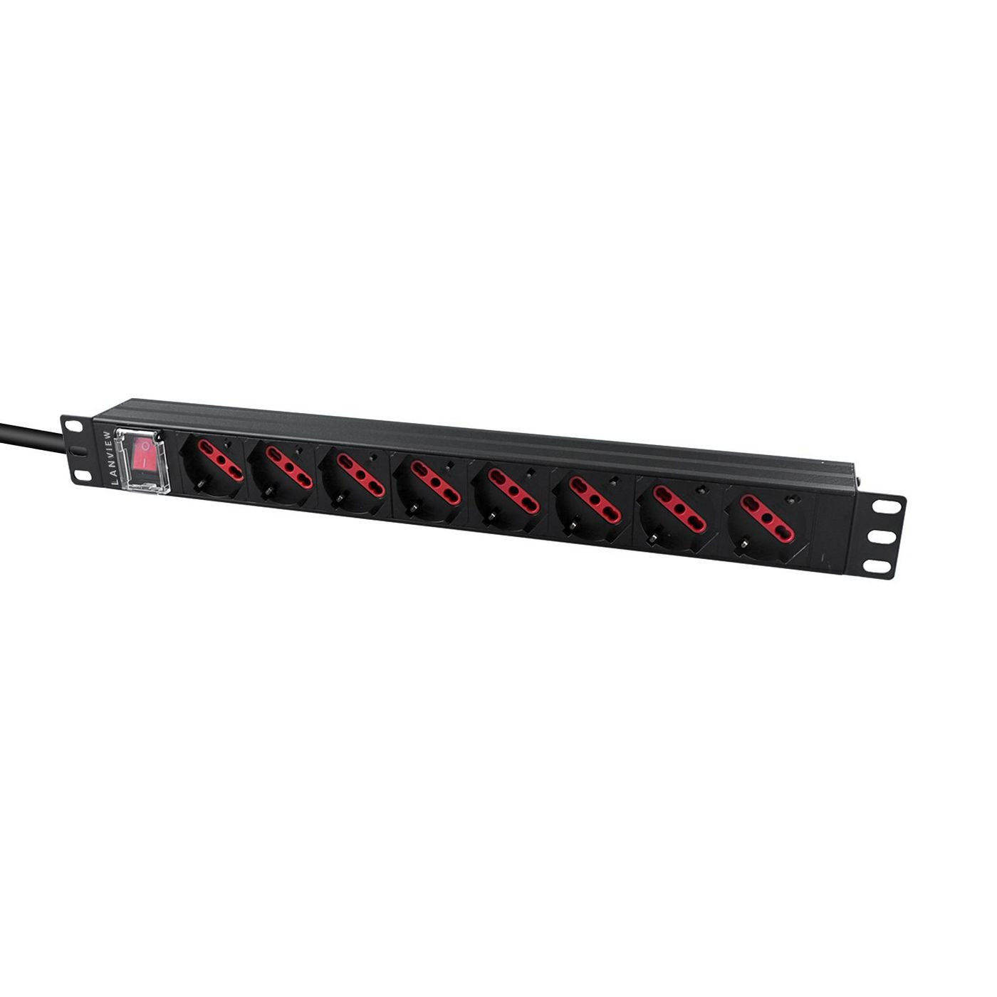 Regleta Lanview 19'' Para Rack, 2m, 13a Con 8 Enchufes Tipo Schuko/Italiano
