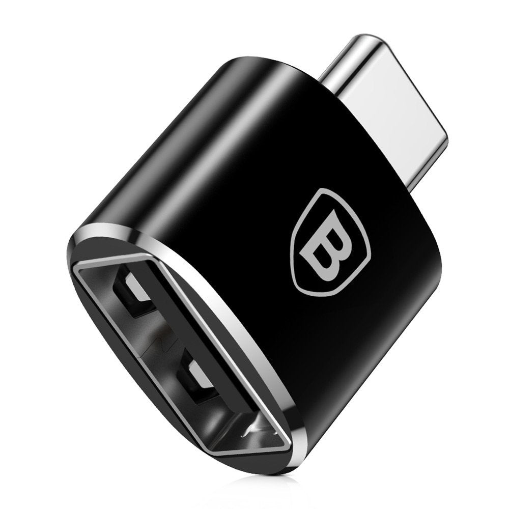 Convertidor Baseus Usb Hembra A Tipo C Macho Negro (Catotg-01)