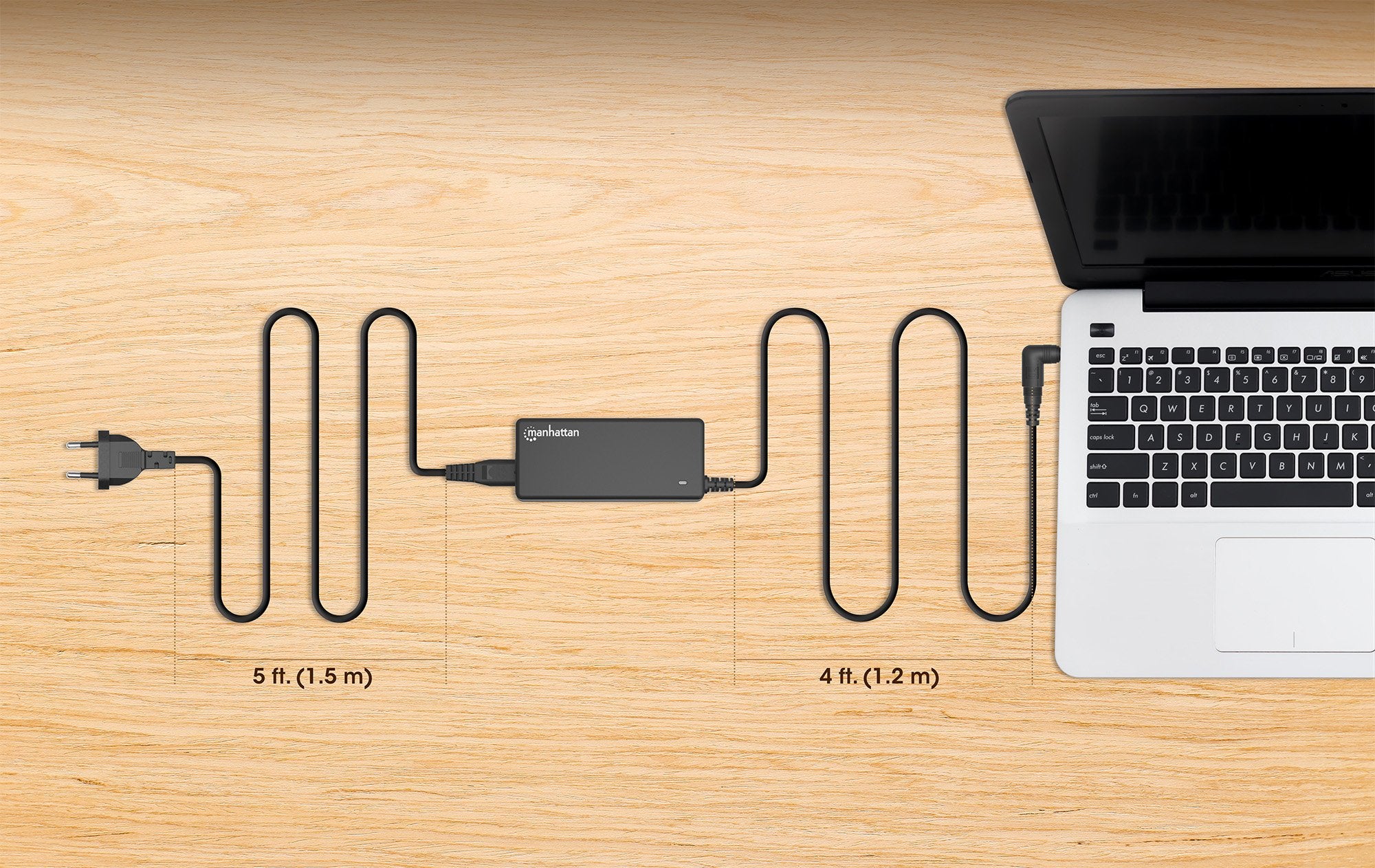 EAN 0766623180962 - Manhattan 180962 adaptador e inversor de corriente Interior 65 W Negro imagen 8