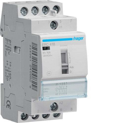 Hager Installationsrelais 16a Erc418 2schlieer U.2ffner 230v