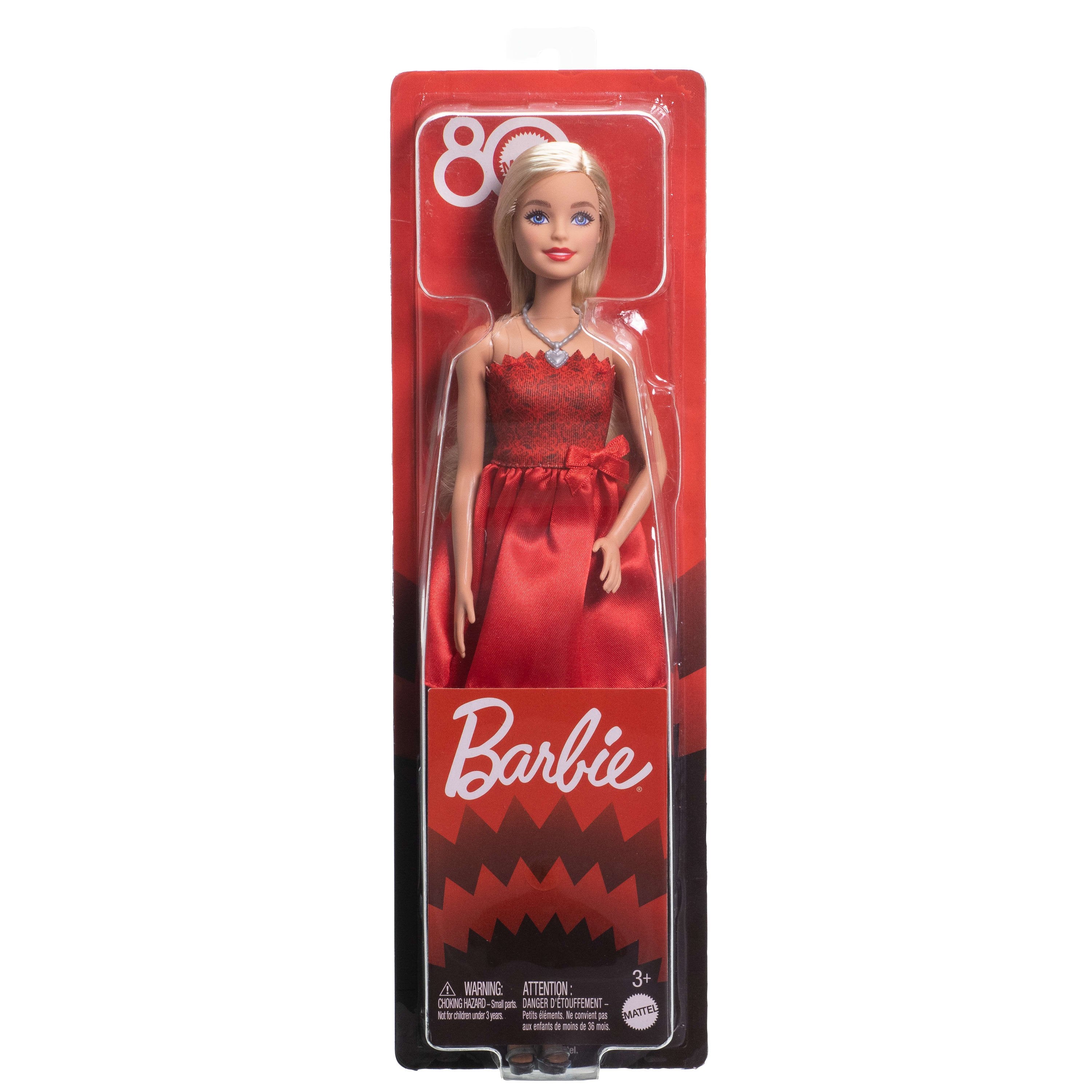 Mattel Rubinrojoe Barbie-Party-Modepuppe Zum 80. Jubiläum In Einem Rojoen Kleid (Mit Zubehörteilen) Jgd25