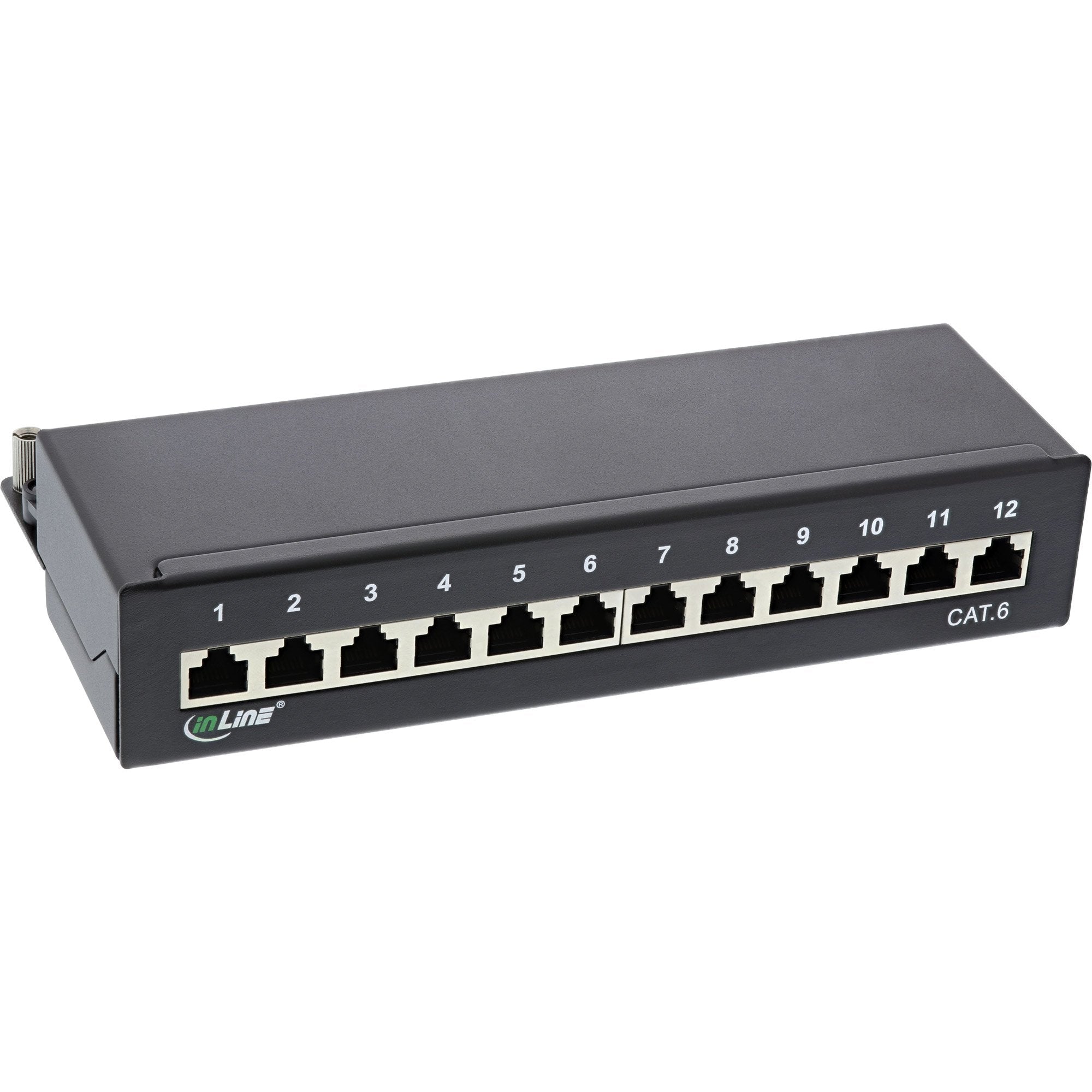 Patch Panel Inline Cat.6 12 Puertos Montaje En Escritorio / Pared Negro Ral9005