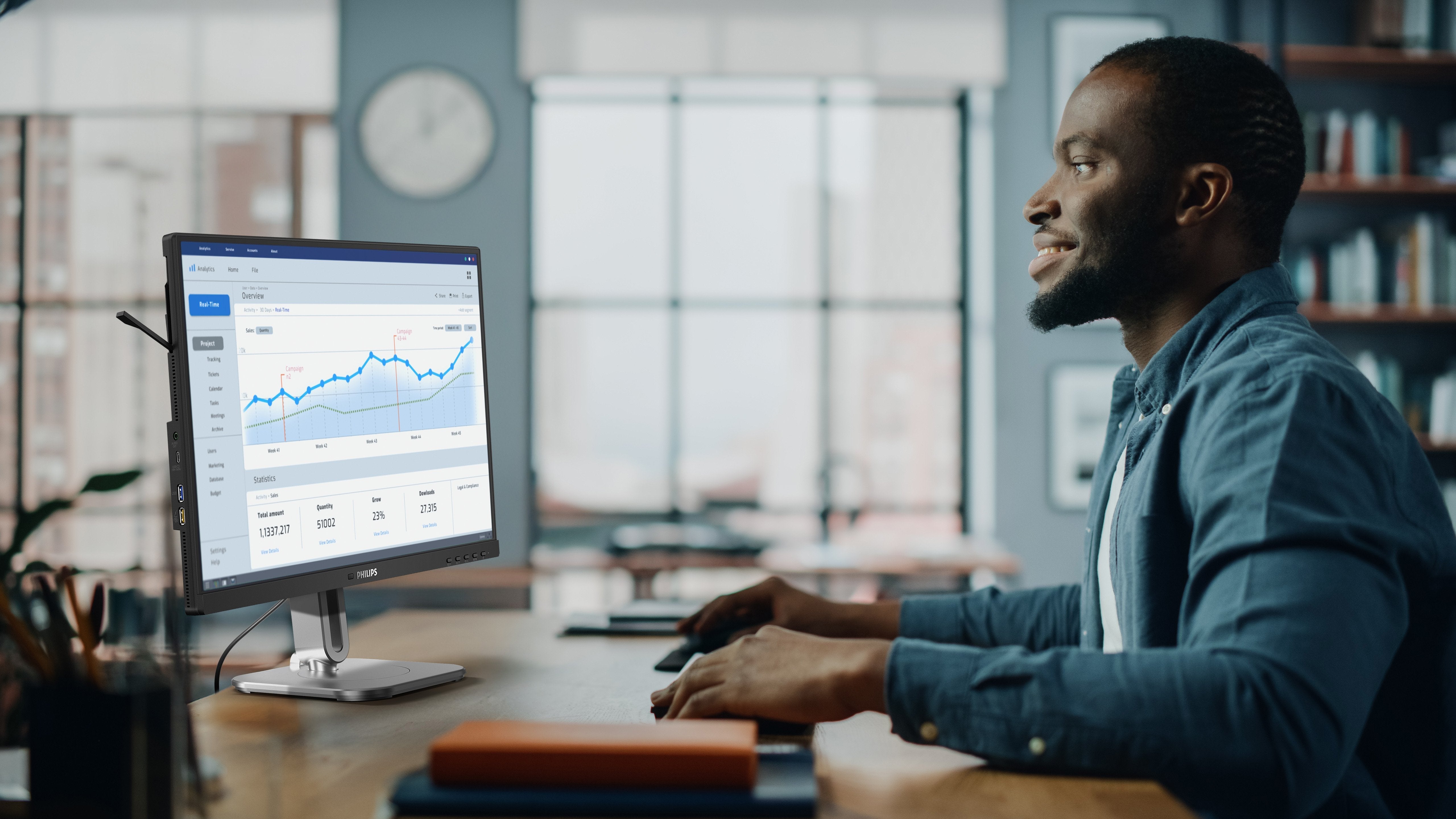 Philips 24b2u4301 4000 Series Monitor Led 24" (23.8" Visible) 1920 X 1080 Full Hd (1080p) @ 120 Hz Ips 300 Cd/M² 1500:1 4 Ms Hdmi Displayport Usb-C Altavoces Plata Carbón