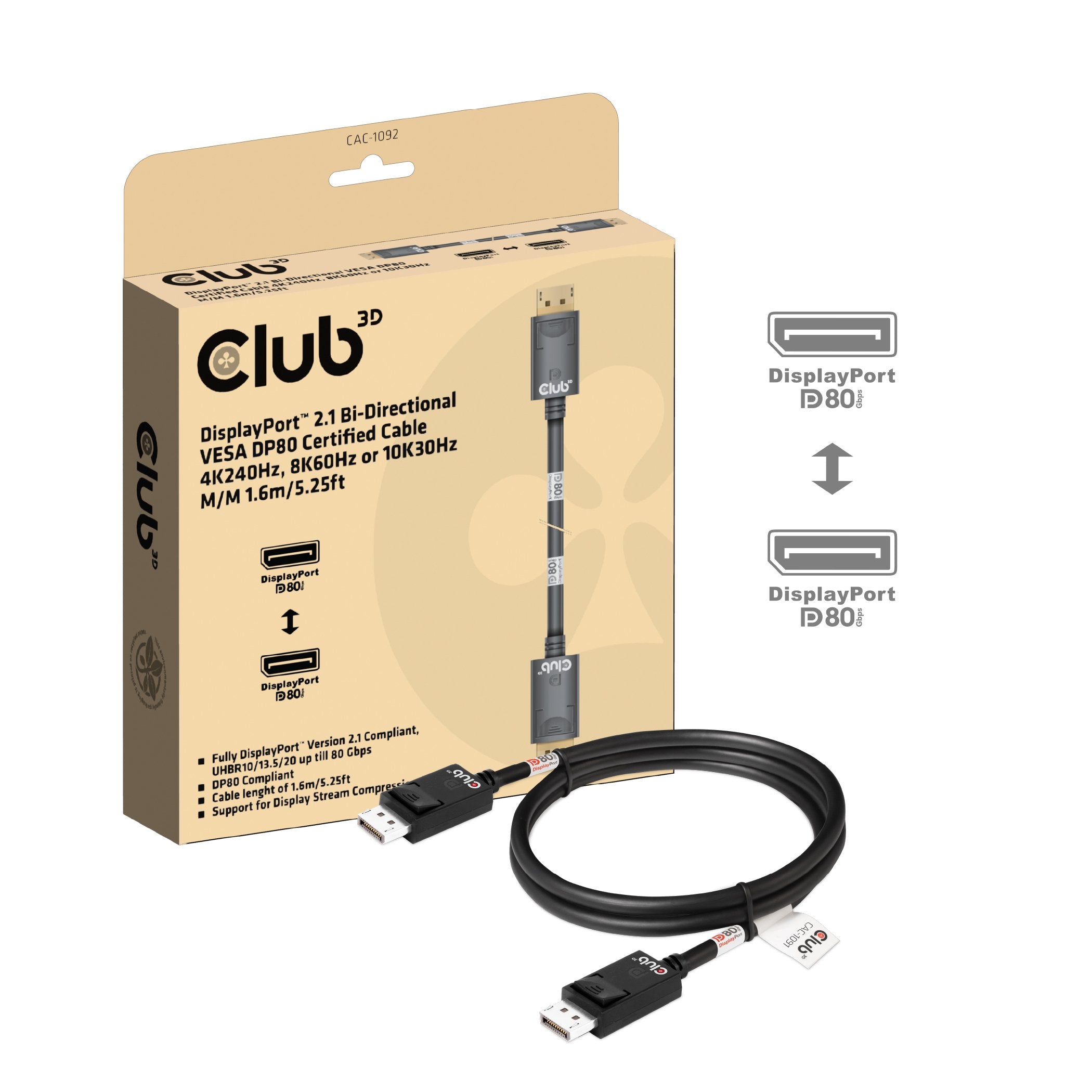 EAN 8719214473204 - CLUB3D CAC-1092 cable DisplayPort 1,6 m Negro imagen 2