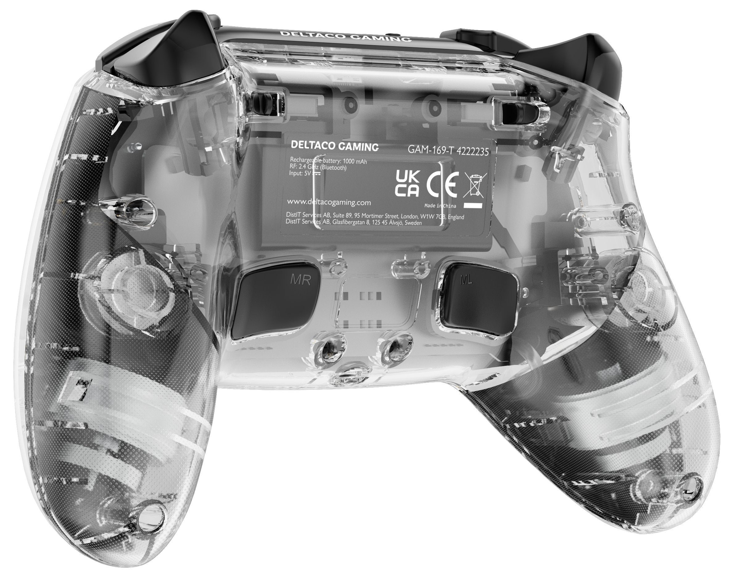 Deltaco Ps4/Pc Controller Wireless/Bt Transparent