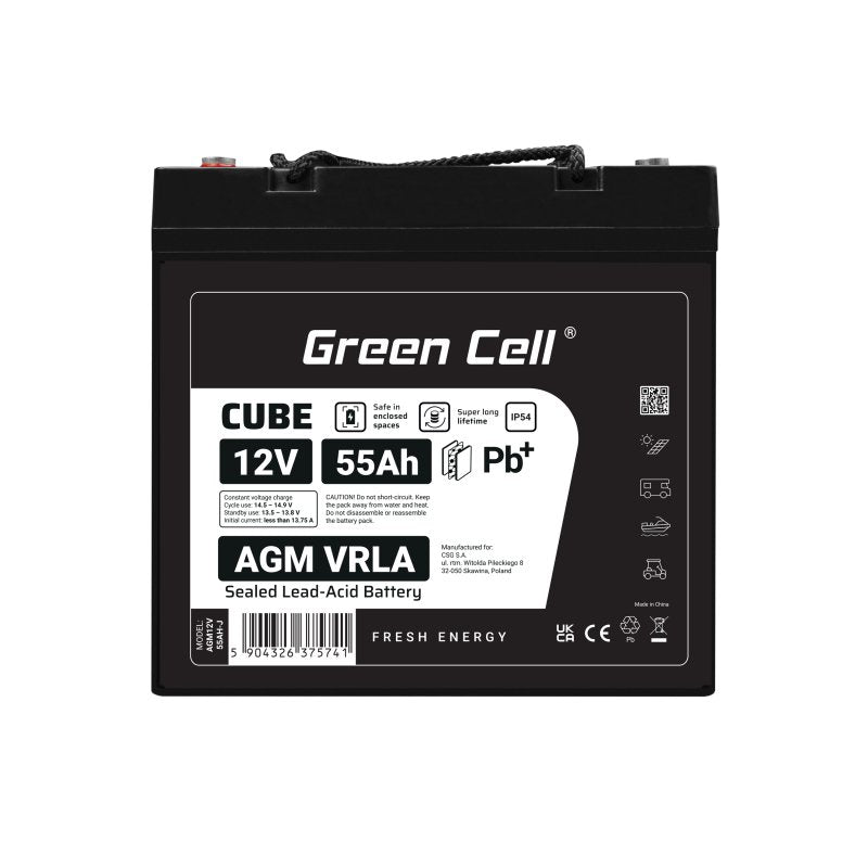 EAN 5904326375741 - Green Cell AGM12V55AH-J batería para sistema ups Sealed Lead Acid (VRLA) 12 V 55 Ah imagen 4