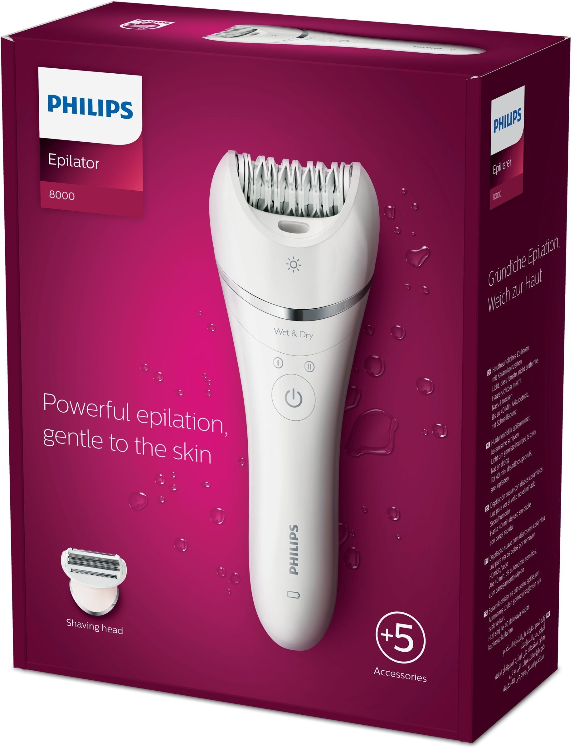Depiladora Philips Epilator Series 8000 Bre710 Con Batería 6 Accesorios