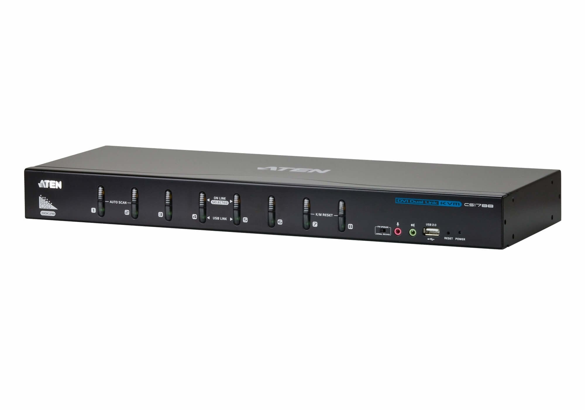 Aten Desktop Kvm 8-Port Usb Dvi Dual Link Kvm Switch With Au Conmutador Kvm De Tipo Usb De 8 Puertos Con Interfaz Dvi Dual Link Y Transmisión Del Sonido