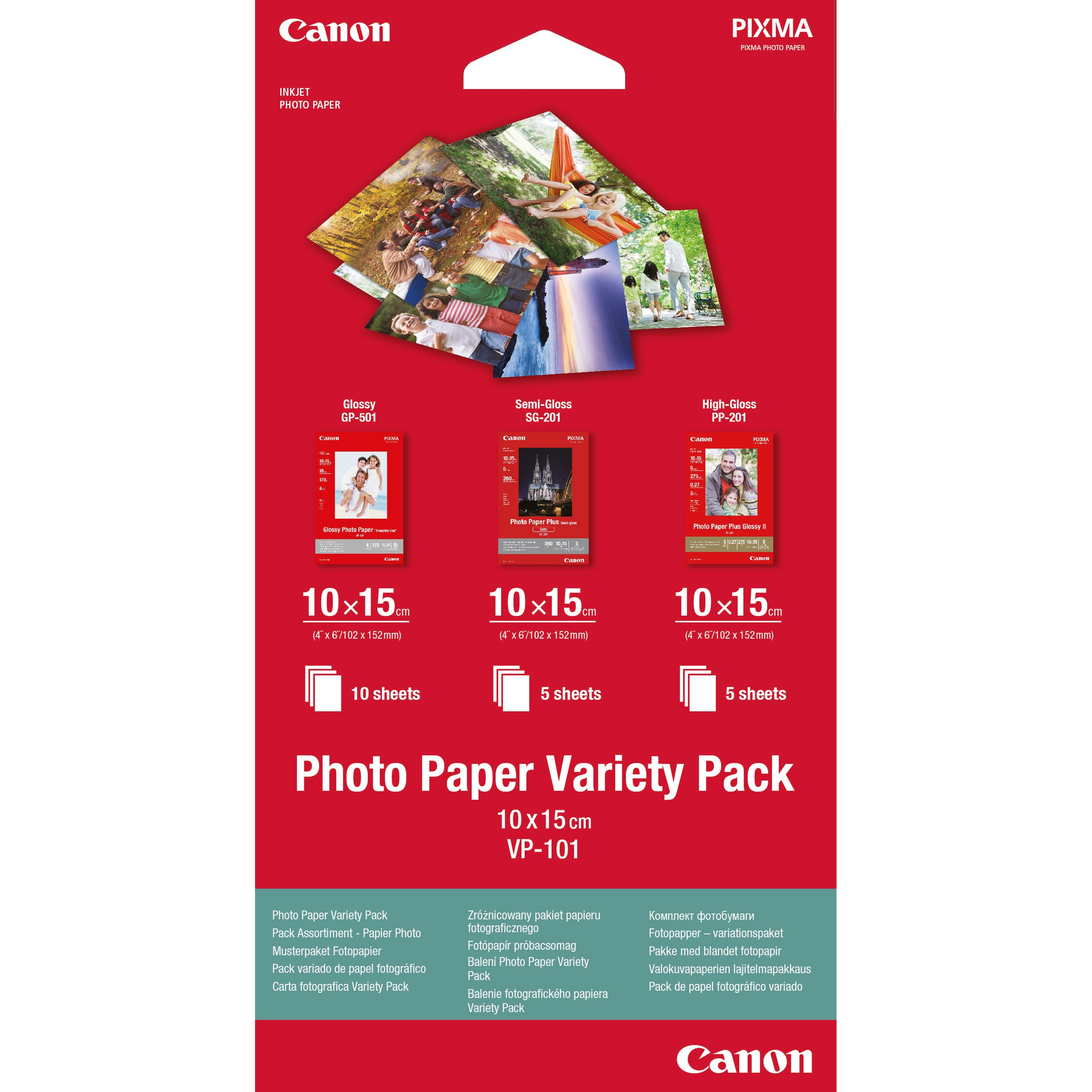 Pack Papel Fotografico Canon Vp 101 10h Gp 501 10x15 5h Pp 201 10x15 5h Sg 201 10x15