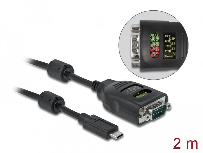 Delock Usb Tipo-C A Seriell Db9 Adaptador Con 9 Led Rs-232 Tester