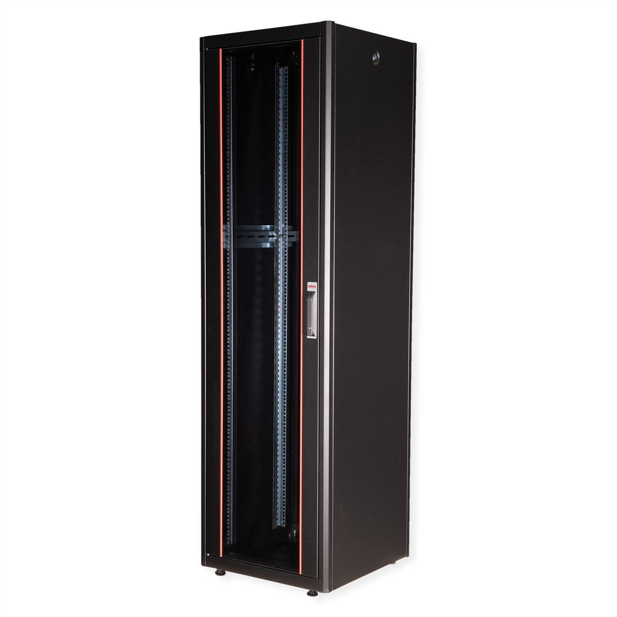 Roline 19-Zoll Netzwerkschrank Basic 42 He, 600x600 Bxt Glastr Schwarz