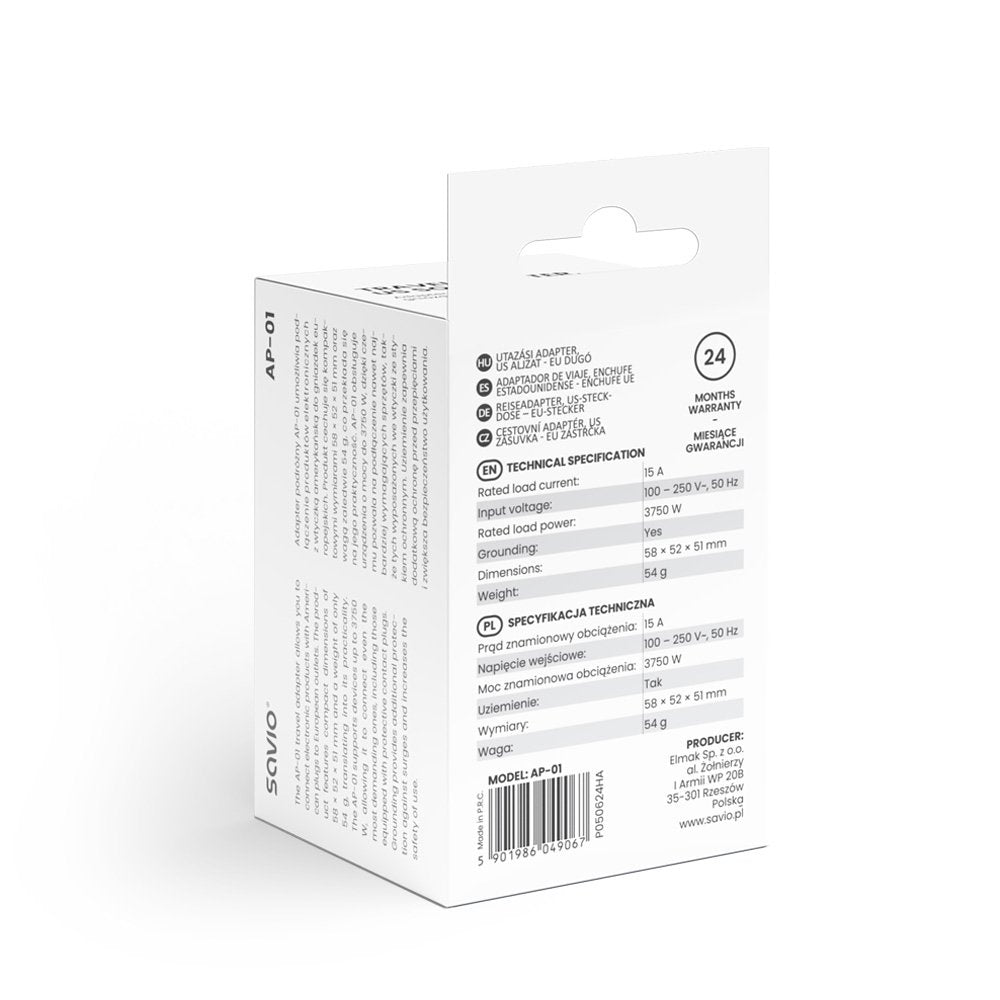 EAN 5901986049067 - Savio AP-01 adaptador e inversor de corriente Interior 3750 W Blanco imagen 5
