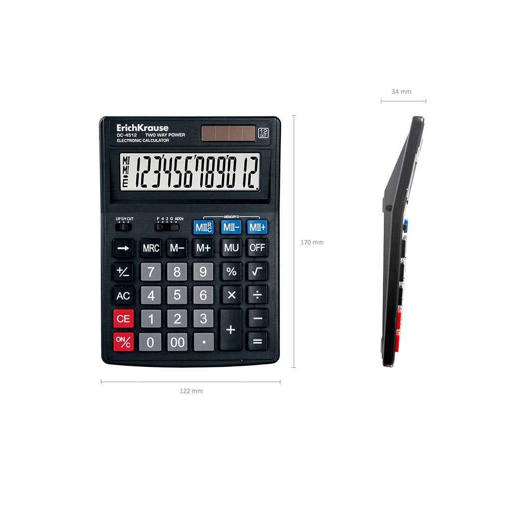 EAN 4041485545125 - ErichKrause DC-4512 calculadora Escritorio Calculadora básica Negro imagen 4