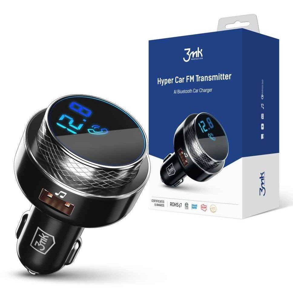 EAN 5903108464581 - 3MK Hyper Car FM Transmitter 87,5 - 99,8 MHz USB Negro imagen 1