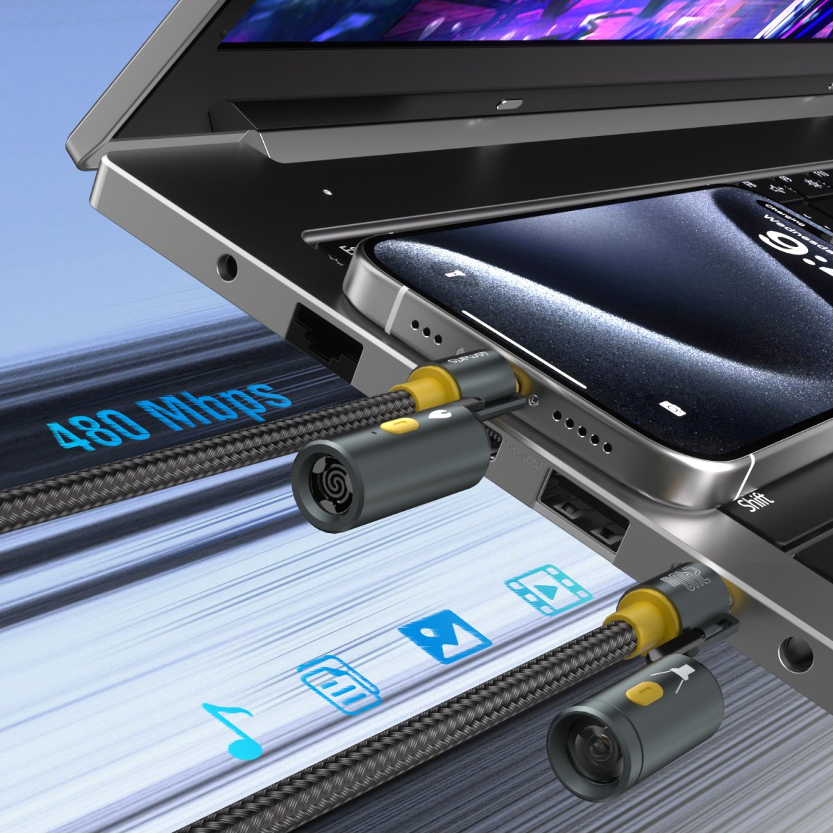 4smarts 3in1 Usb-C Cableset Explorer 240w 1,5m Schwarz