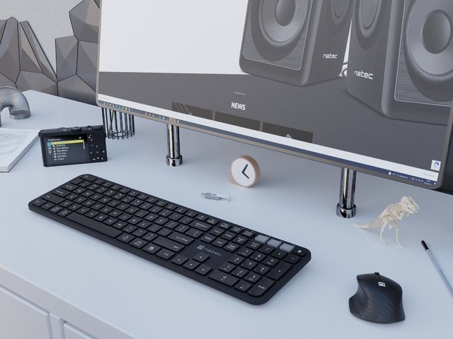 Teclado Ingles + Raton Natec Octopus 2 Bt+Usb Us