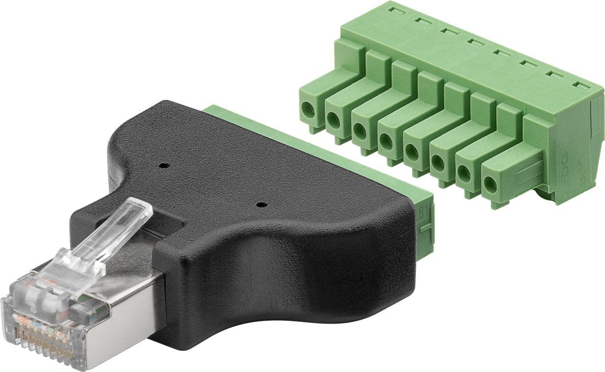Goobay 76736 Cambiador De Género Para Cable Terminal Block 8-Pin Rj-45 (8p8c) Negro