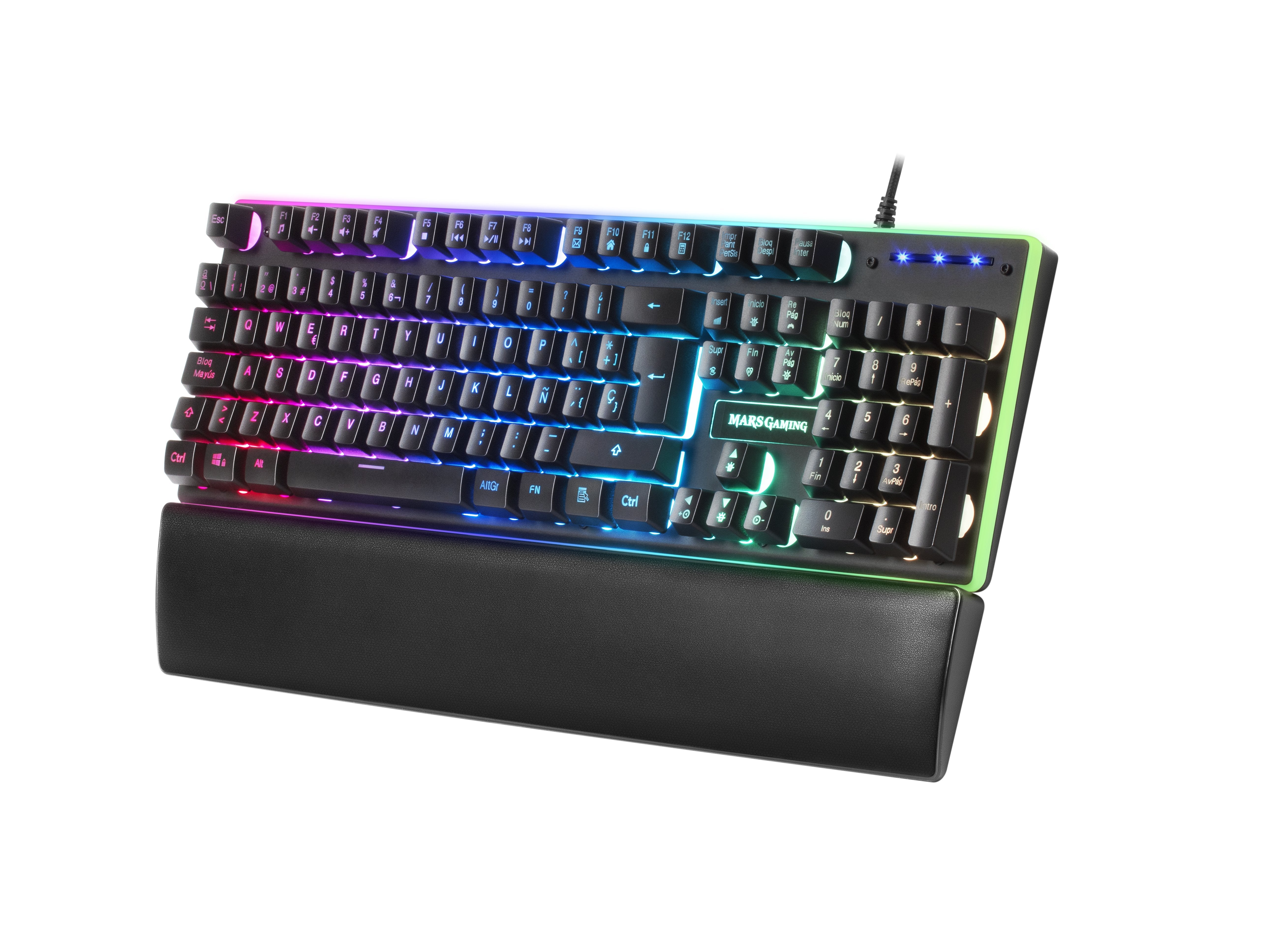Mars Gaming Mk320pt Teclado Usb Portugués Negro Marsgaming Mk320 Full Rgb H-Mechanical Keyboard, Padded Palmrest - Portuguese