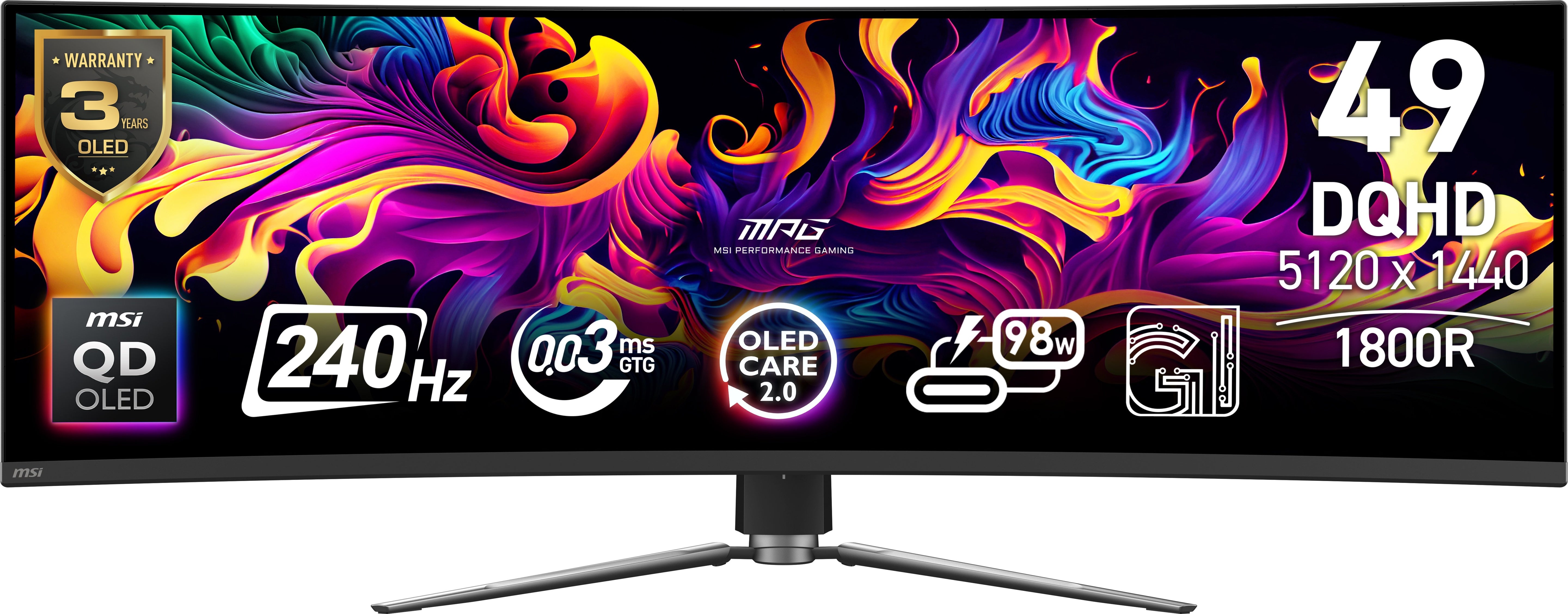 EAN 4711377237932 - MSI MPG 491CQPX QD-OLED pantalla para PC 124,5 cm (49") 5120 x 1440 Pixeles Dual QHD Negro imagen 1