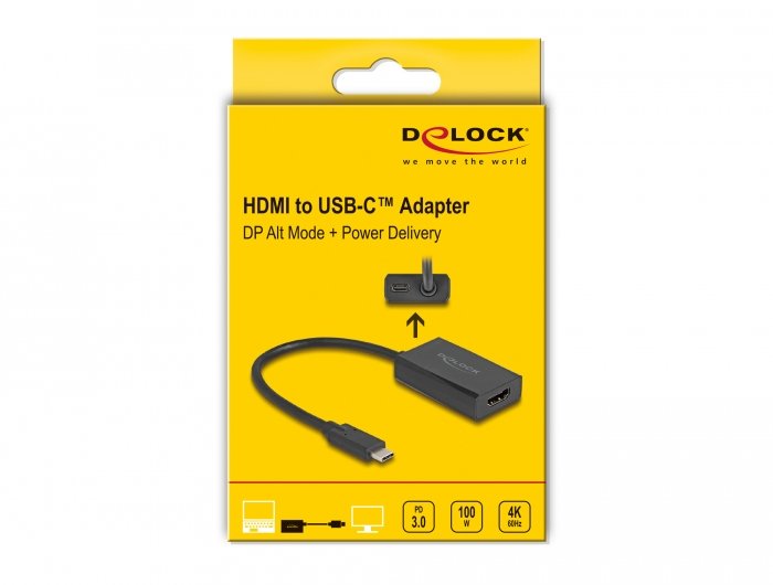 Delock 61058 Adaptador Hdmi Hembra A Usb Type-C Macho (Modo Dp Alt) 4k Con Pd 100 W