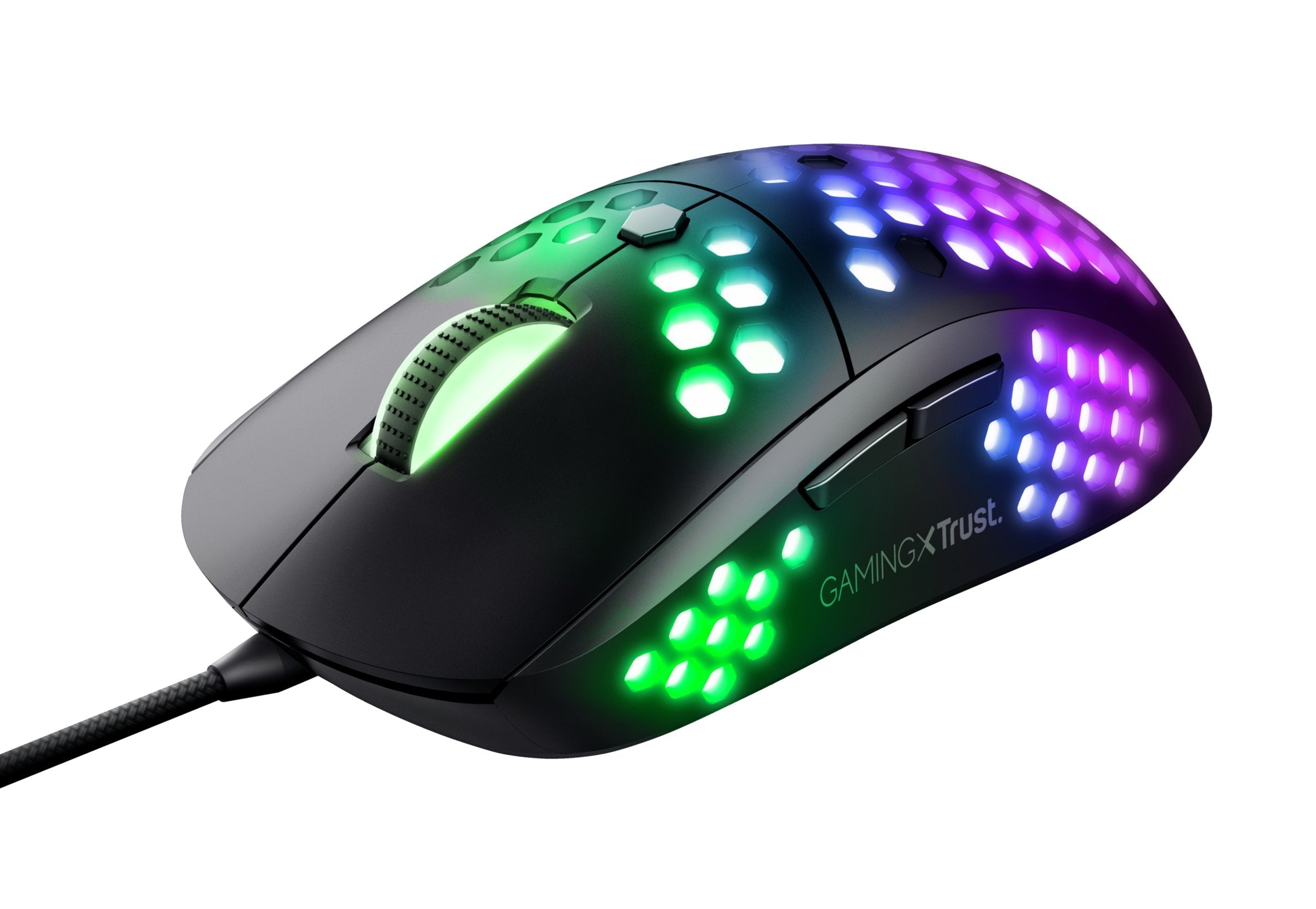 Ratón Trust Gaming Gxt 960 Graphin 200-10000 Dpi 2 Botones Para Pulgar Iluminación Rgb Carcasa Perforada Cable Trenzado Usb 1.8m