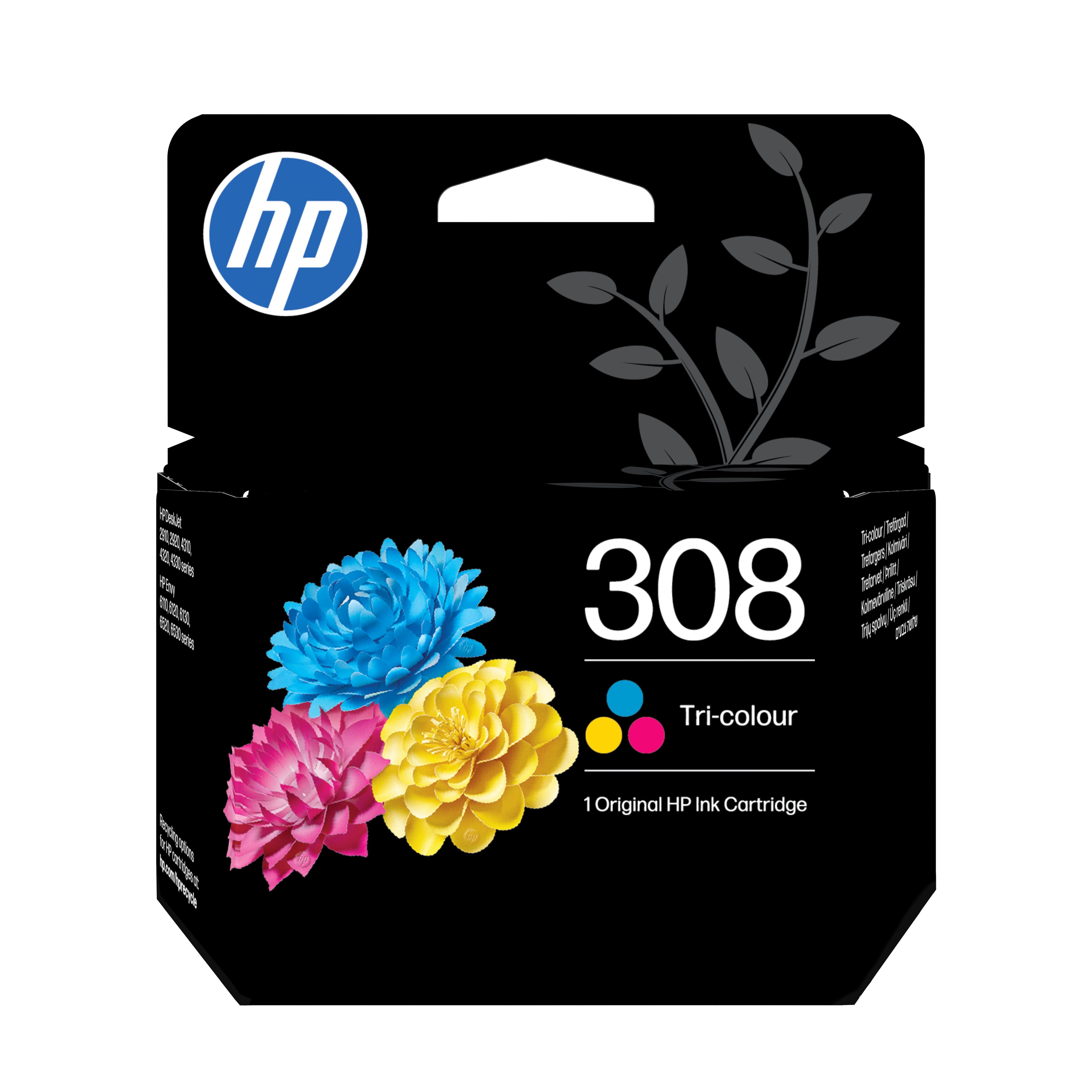 EAN 0196786390340 - HP 308 Tri-color Original Ink Cartridge cartucho de tinta 1 pieza(s) Rendimiento estándar Cian, Magenta, imagen 1