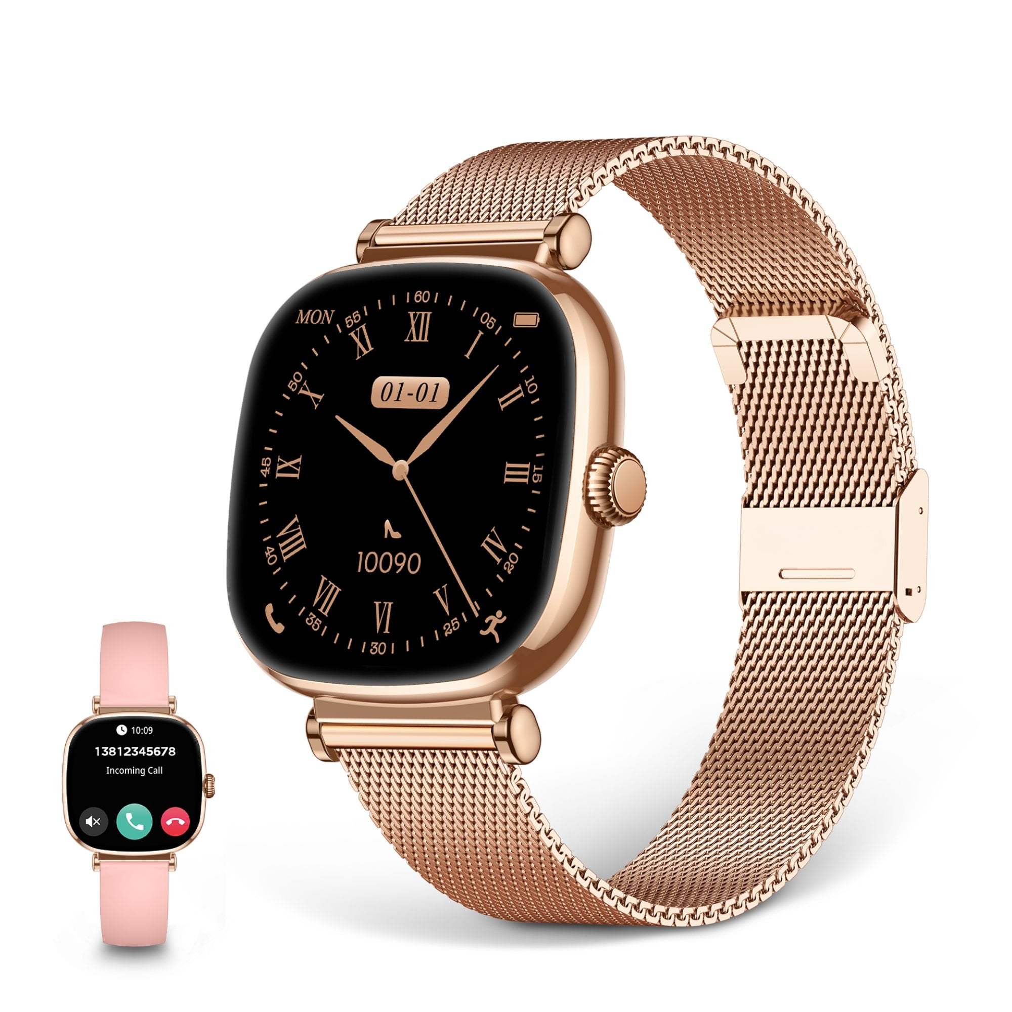 Ksix Iria Rosa Smartwatch 1.7" 2 Correas (Metal + Silicona)