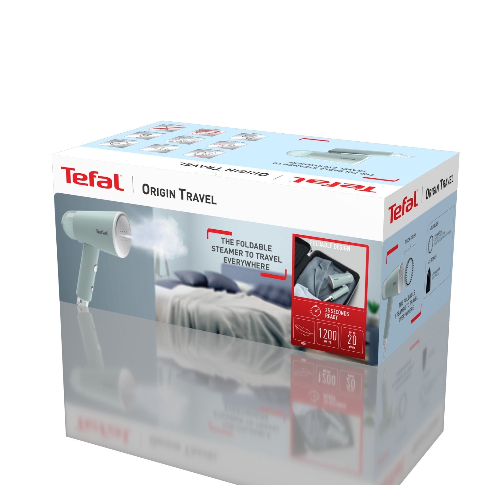 Tefal Dt1034 Vaporizador De Prendas De Mano Tefal Travel, Potencia 1200w, Depósito De Agua 0,07 L, Verde Claro
