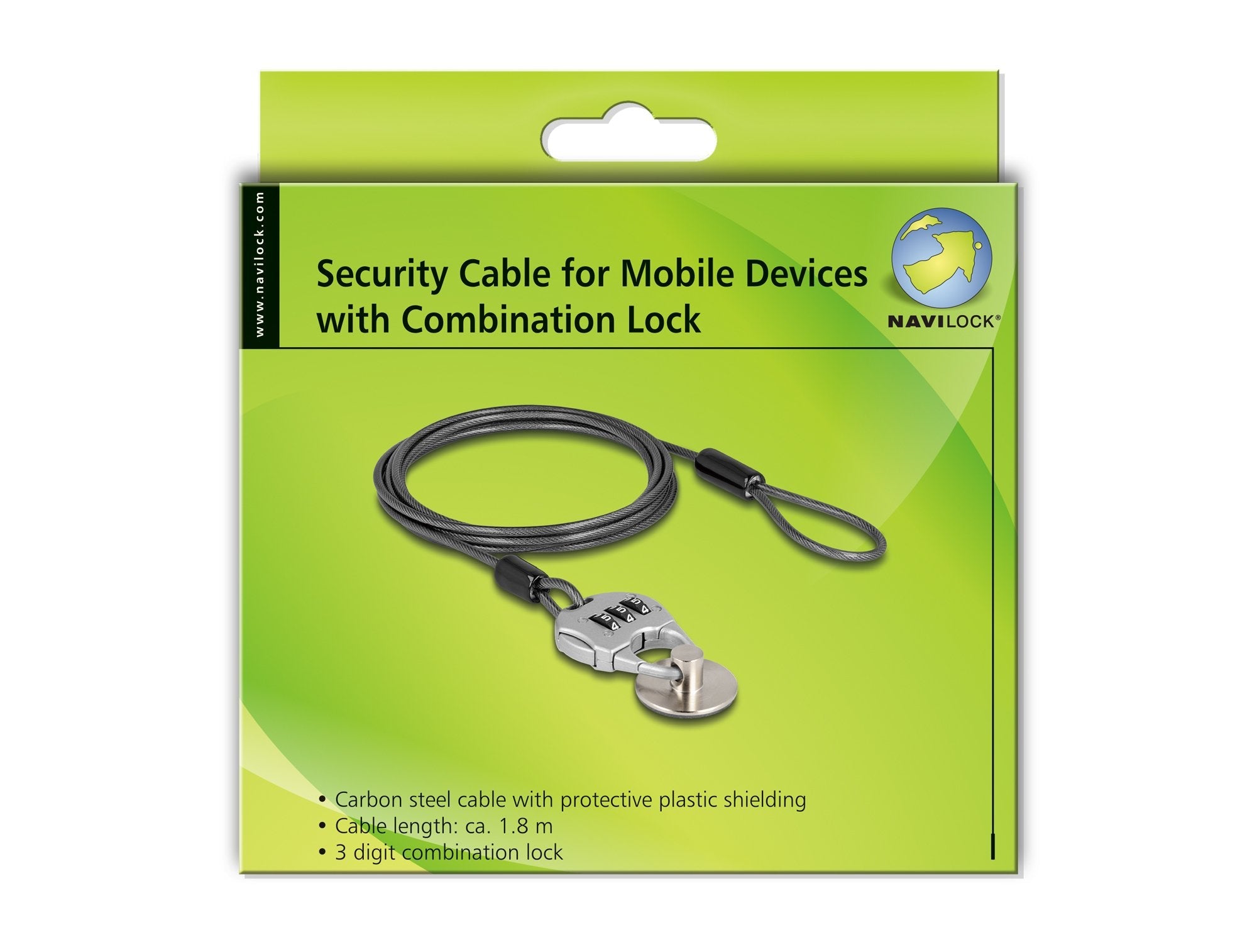 Navilock 20657 Cable Antirrobo Negro 1,8 M