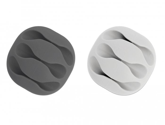 Delock 18297 Organizador Cable Con 3 Casquillos, Soporte Blanco/Gris 18297