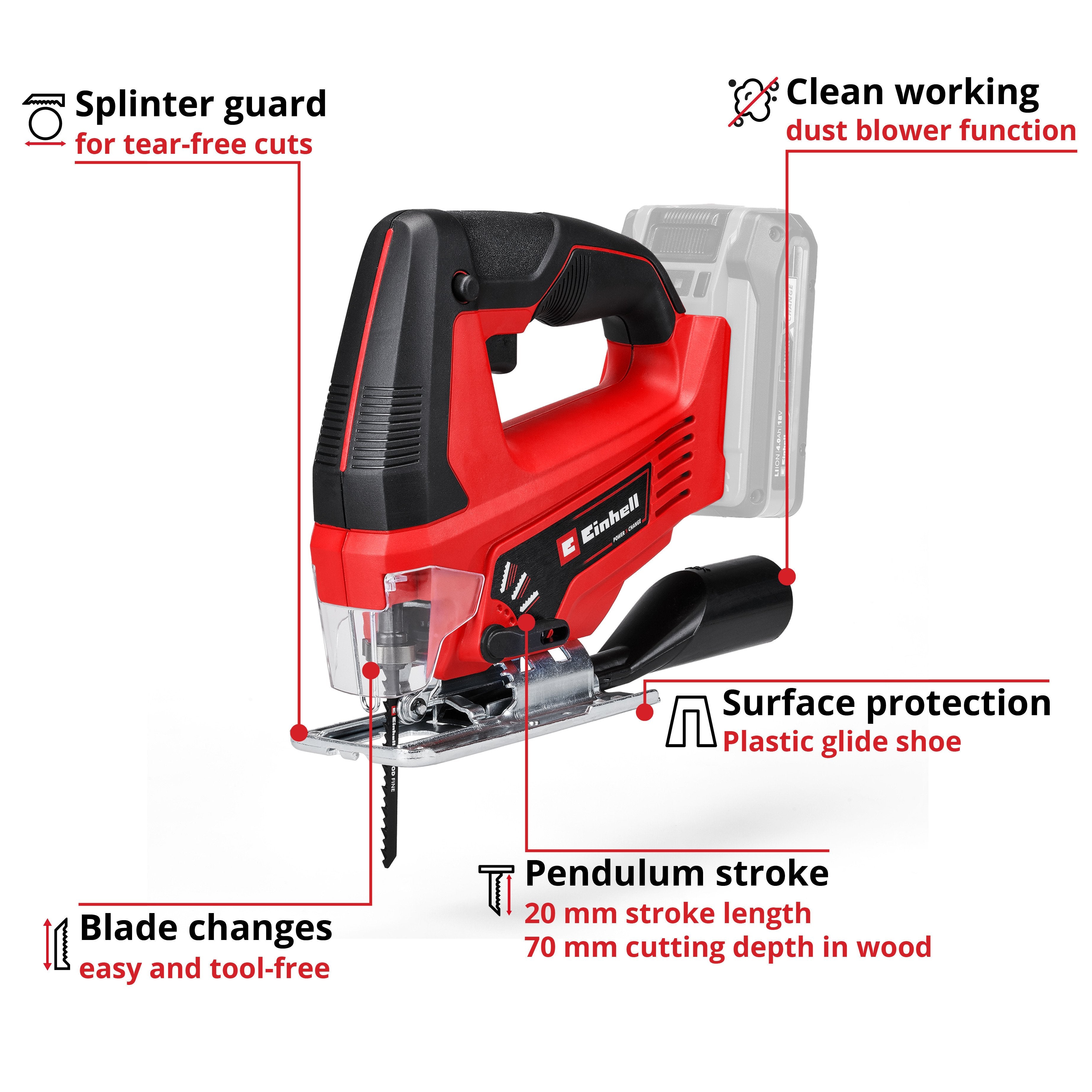 EAN 4006825640052 - Einhell TC-JS 18 Li power jigsaws 2700 spm 1,62 kg imagen 2