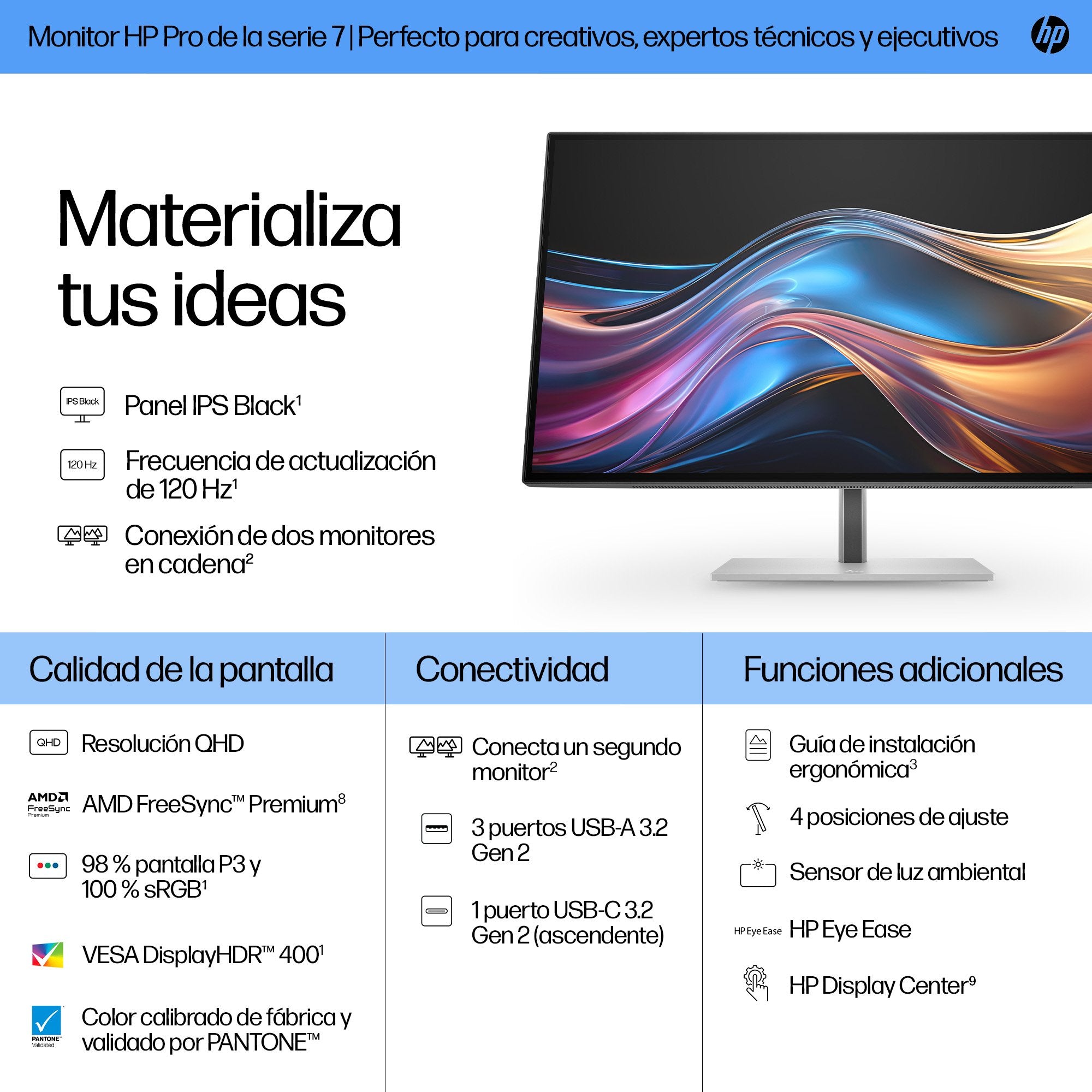 EAN 5715063476376 - HP Series 7 Pro 27 inch QHD Monitor - 727pq pantalla para PC 68,6 cm (27") 2560 x 1440 Pixeles Quad HD imagen 10