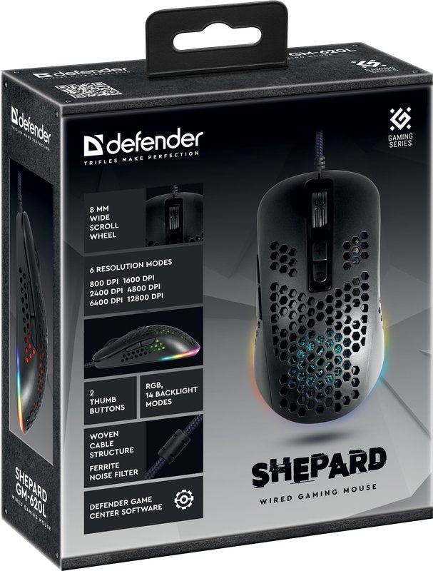 EAN 4714033526203 - Defender SHEPARD GM-620L ratón Juego mano derecha USB tipo A Óptico 12800 DPI imagen 6