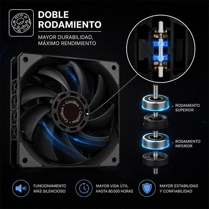 Coolbox Disipador Cpu Negro 6 Heatpipes 240w Tdp