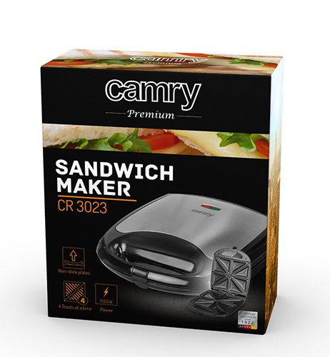 EAN 5908256834873 - Camry Premium CR 3023 sandwichera 1500 W Negro, Gris imagen 6