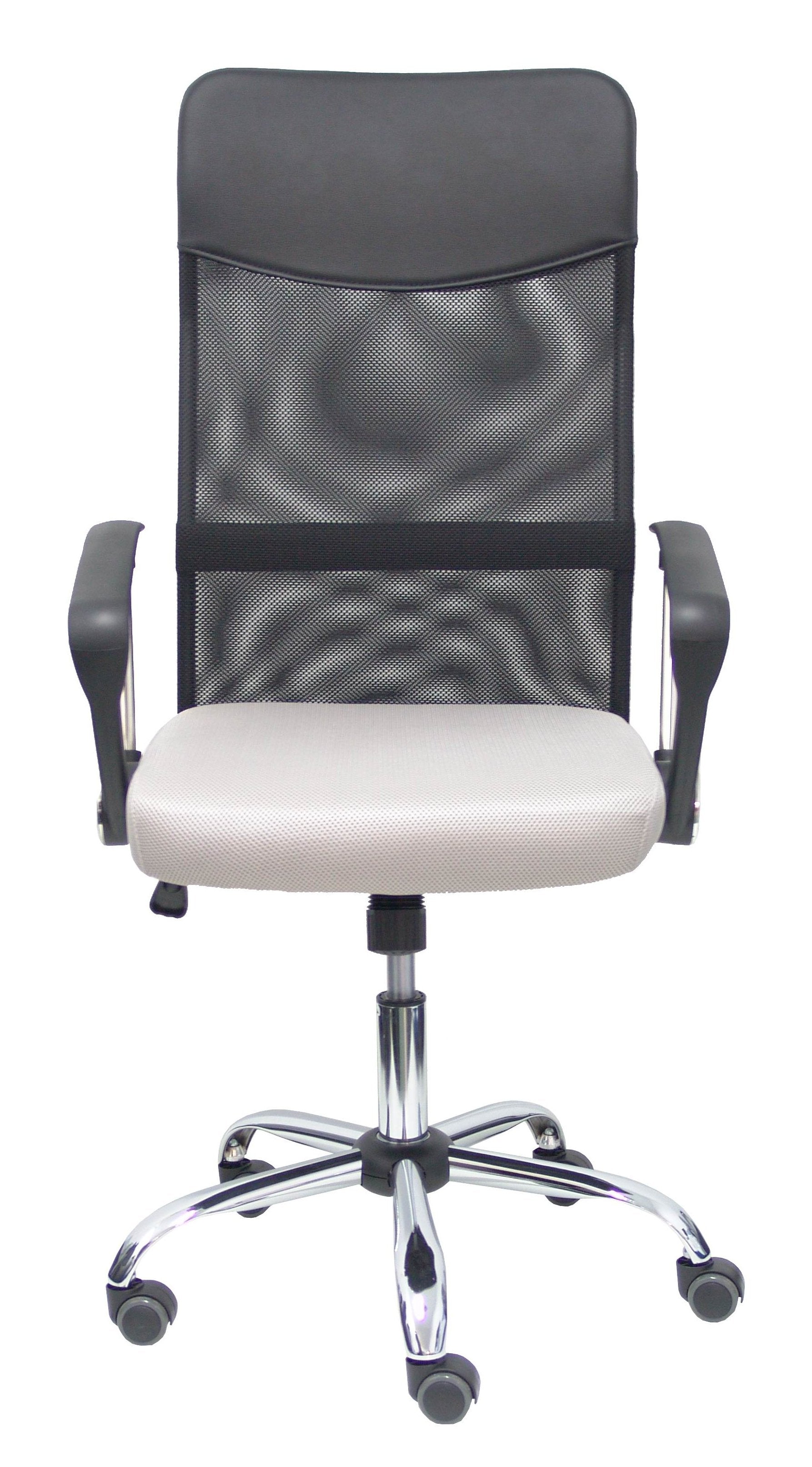 Silla Gontar Respaldo Malla Negro Asiento Gris Cla