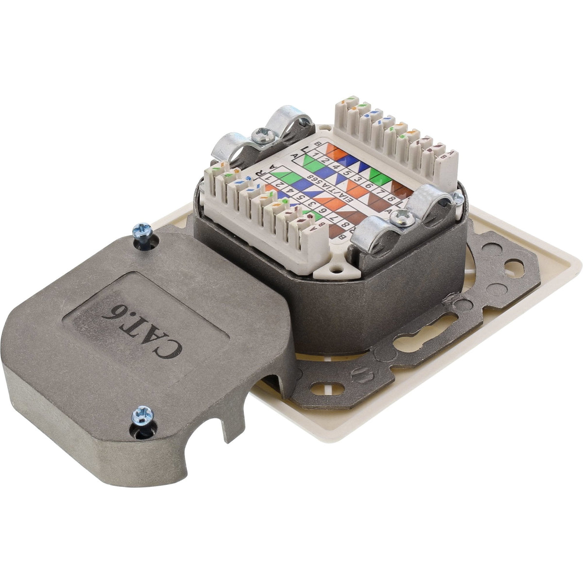 Inline Cat.6 Wall Outlet Box Montaje En Superficie O Empotrado 2x Enchufes Rj45 Blanco Vertical