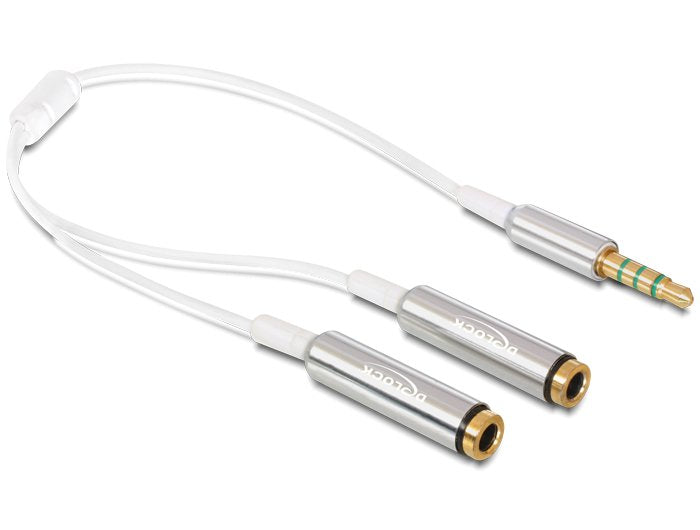 Delock Cable Audio Stereo Jack 3.5 Mm 4 Pin 2 X Stereo Jack 3.5 Mm 4 Pin 25 Cm