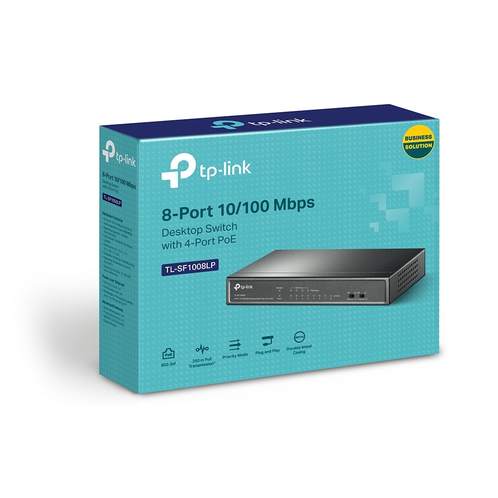 EAN 6935364052768 - TP-Link TL-SF1008LP switch No administrado Fast Ethernet (10/100) Energía sobre Ethernet (PoE) Negro imagen 3