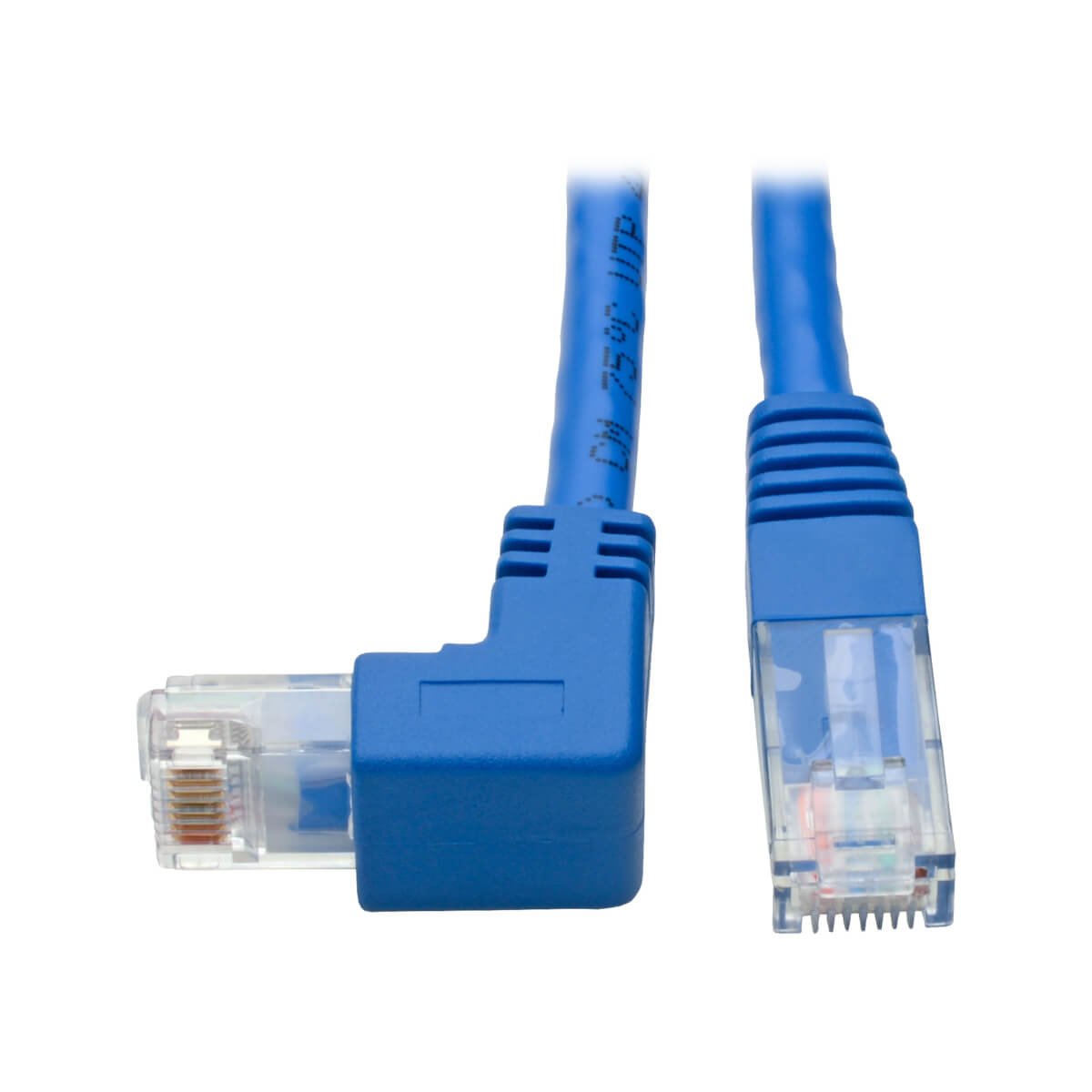 Eaton Tripp Lite Down-Angle Cat6 Gigabit Molded Utp Ethernet Cable (Rj45 Right-Angle Down M To Rj45 M), Blue, 3 Ft. (0.91 M)