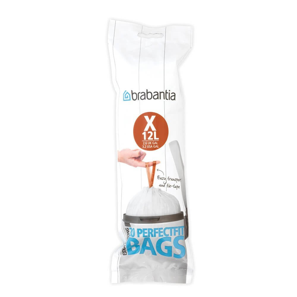 Brabantia Perfectfit Bin Liner Type X, 12 L, 20 Bags