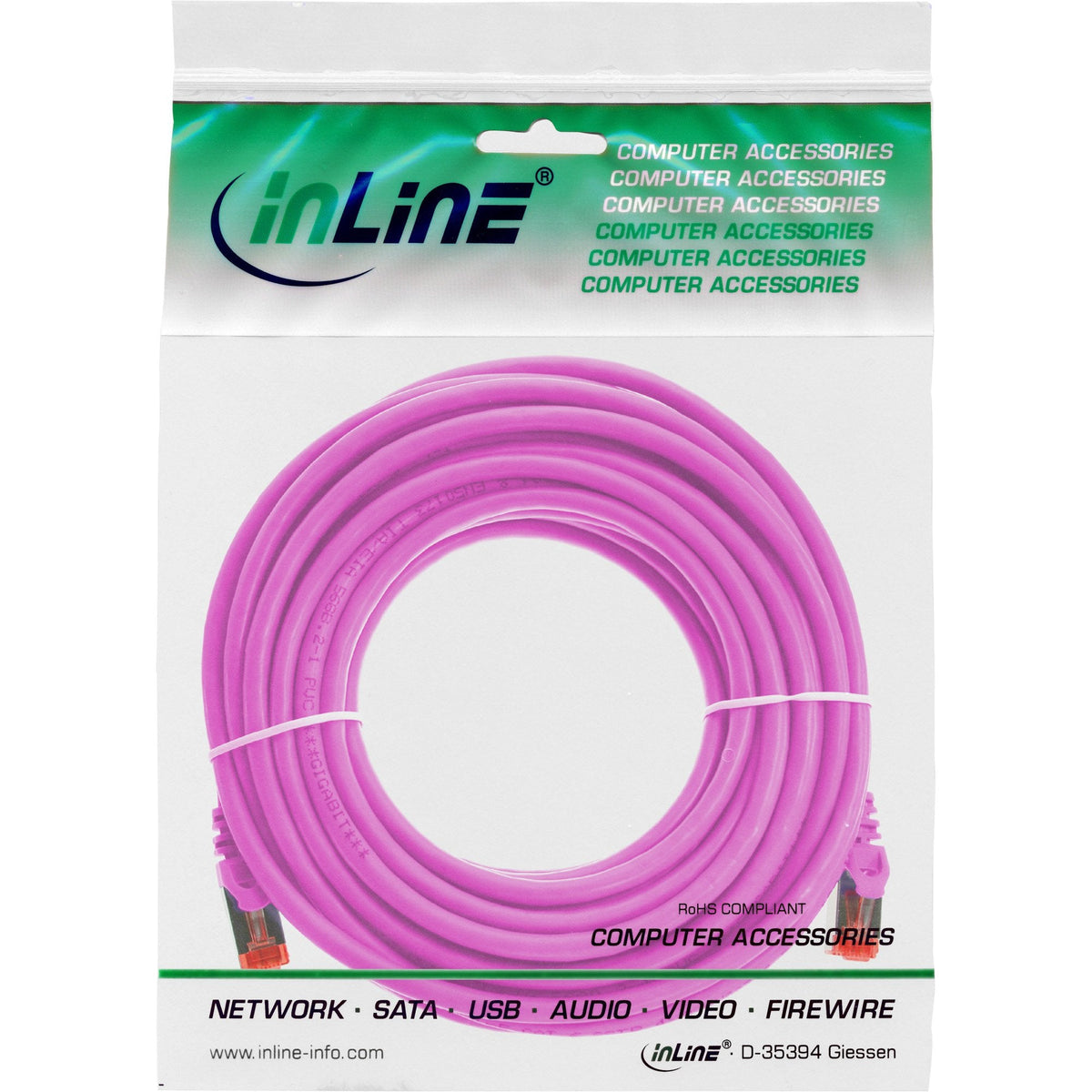 Cable De Red Inline S/Ftp Pimf Cat.6 250mhz Pvc Cobre Rosa 7,5m