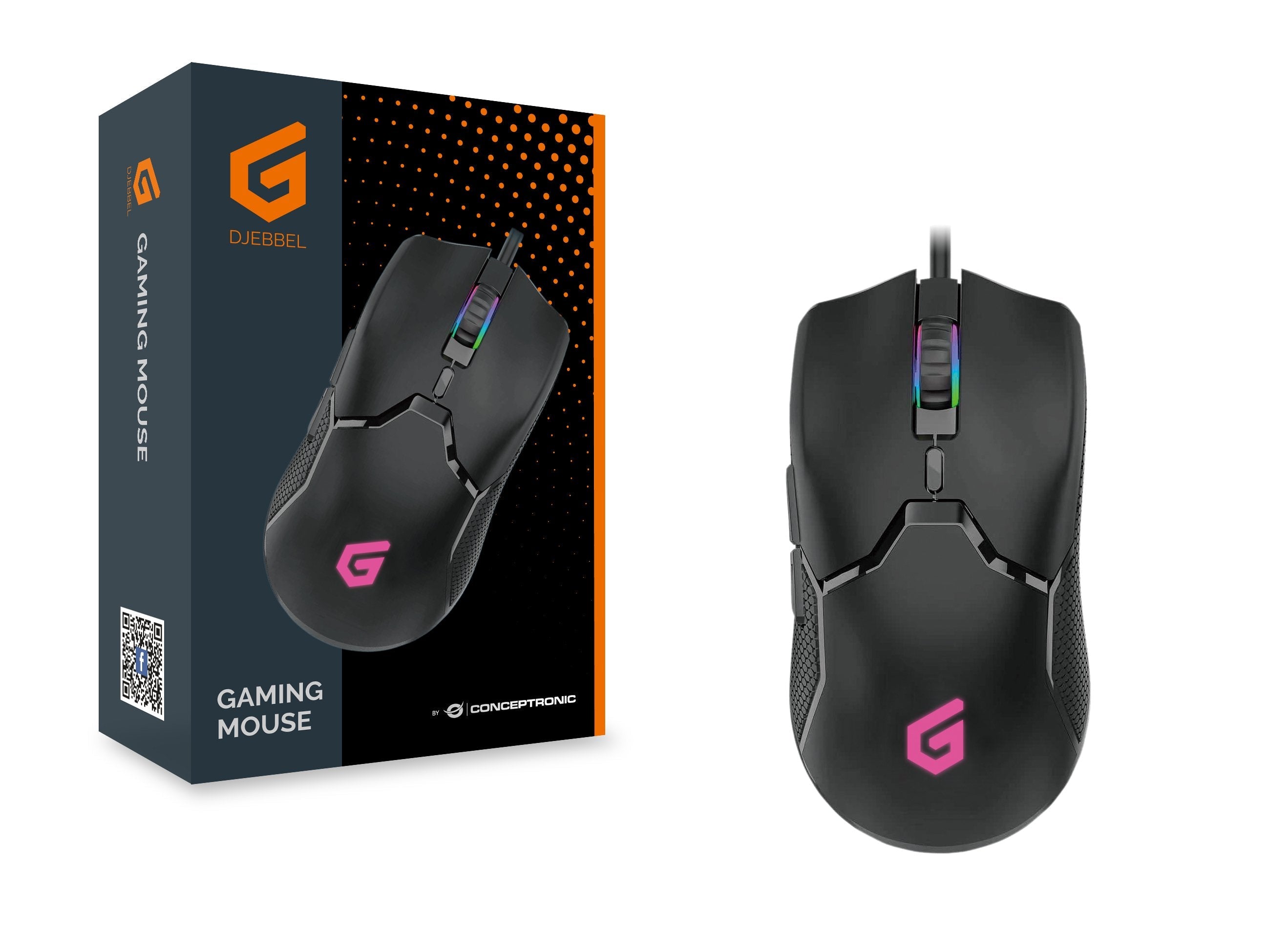 Ratón Gaming Conceptronic Djebbel04b Usb 7200dpi 6 Botones Programables Luz Rgb
